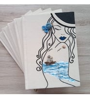 Hediye Tasarım Defter El Yapımı Taş Sanatı " İçimdeki Sen" (Beyaz-Mavi)