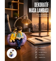 Romantik Çift Temalı Dekoratif Masa Lambası Yumuşak Led Işık