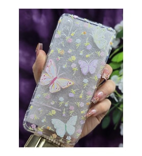 Samsung Galaxy A70 Uyumlu Renkli Kelebekler Desenli Şeffaf Telefon Kılıfı
