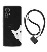 Xiaomi 12 Lite Kılıf Resimli Boyun Askılı İpli Desenli Silikon Series Çılgın Kedi 1895