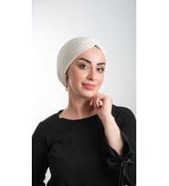 Krem Pratik Hazır Geçmeli Tesettür Bone Fukuro Simli Büzgülü 2116_40