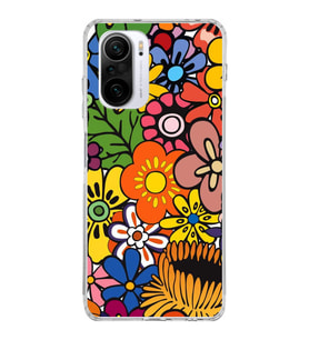 PrintiFy Xiaomi Redmi K40 ile Uyumlu 1mm Slim Fit Retro Renkler 2 Baskılı Şeffaf  Kılıf