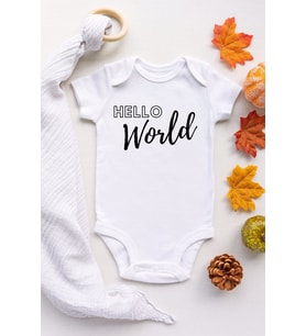 Unisex Bebek Beyaz Hello World Çıtçıtlı Body