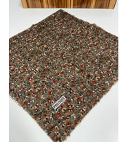 Desenli Flamalı Keten Eşarp- 05653 (Kahverengi)