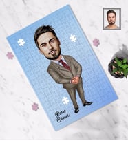 Kişiye Özel Öğretmen Karikatürlü A3 130 Parça Puzzle Bay-17