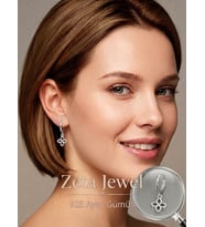 Zeta Jewel 925 Ayar Gümüş Yonca Çiçek Modeli Halka Küpe – Zirkon Taşlı, Zarif Tasarım, Işıklı Hediye Kutulu