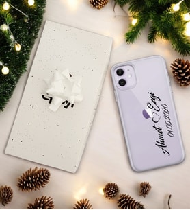 Çift İsim Tasarımlı Kişiye Özel Şeffaf Telefon Kılıfı (Tüm Telefon Modelleri Mevcuttur.) - Hediye Kutulu