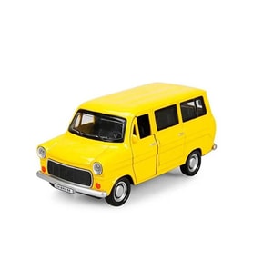 Nostaljik Metal Çek Bırak Ford Sesli ve Işıklı Minibüs Sarı ( 1/36 Ölçek )