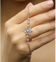 925 Ayar Gümüş Aquamarine Taşlı Nergis Çiçeği Bileklik
