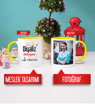 Diyaliz Teknisyenine Hediye Diyaliz Teknisyeni Kupa Bardak Sarı Fotoğraflı