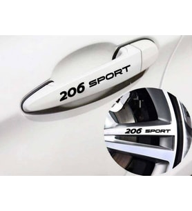 Peugoet 206 sport Kapı Kolu ve Jant sticker seti 8 adet yazı 376