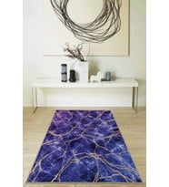 Mor Mermer Görünümlü Kaymaz Tabanlı Dekoratif Halı RV125 - 100 x 160 cm