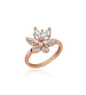 Gümüş Rose Beyaz Taşlı Lotus Çiçeği Yüzük CSR2184081