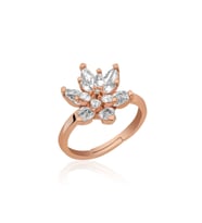 Gümüş Rose Beyaz Taşlı Lotus Çiçeği Yüzük CSR2184081