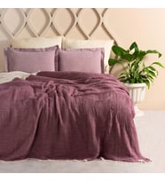 Çift Kişilik, %100 Pamuk 4 Katlı Kaliteli Müslin Yatak Örtüsü, Dekoratif Şık Yumuşak Hafif Yazlık Pike (Mor, Çift Kişilik 220x240 cm)