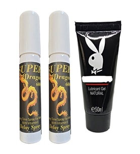 2 Adet Erkeklere Özel Dragon Stop sprey + Playboy Lubricant Jel
