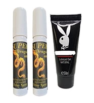 2 Adet Erkeklere Özel Dragon Stop sprey + Playboy Lubricant Jel