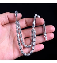 Tamamı 925 Ayar Gümüş Arpa Kesim Fizyon Örgü Model Tesbih