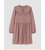 LCW Kids Bordo Bebe Yaka Ekose Kız Çocuk Elbise