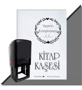 Kişiye Özel Çerçeveli Benim Kütüphanem 5 Tarihli Otomatik Kitap Kaşesi (Siyah)