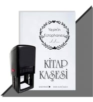 Kişiye Özel Çerçeveli Benim Kütüphanem 5 Tarihli Otomatik Kitap Kaşesi (Siyah)