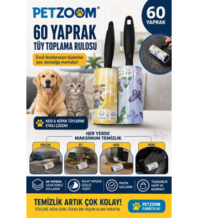60 Yaprak Tüy Toplama Rulosu Kedi Köpek Tüy Toplayıcı Ev Koltuk Araç Ofis Temizlik Rulosu