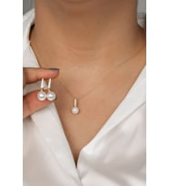 İNCİ KOLYE VE KÜPE SETİ 925 Ayar Gümüş Set