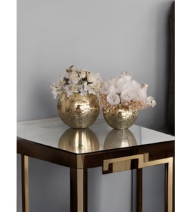 IŞILTI HOME DESIGN  yuvarlak aynalı cam vazo açık gold 2'li set