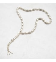 İthal Çizgili Oval Gümüş Tesbih 5mm