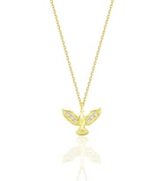 Gümüş altın yaldızlı zirkon taşlı anka kuşu kolye SGTL12680GOLD