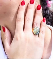 Doğal Taş Peridot Zebercet Doğal Taşlı Kadın Ayarlanabillir Yüzük euy2pz (Yeşil)