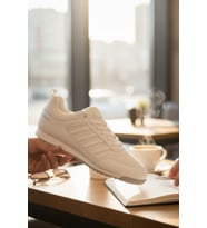 Enoch Erkek Beyaz Düz Taban File Panelli Yatay Şeritli Günlük Spor Ayakkabı Sneaker