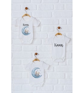 Pia Baby Premium %100 Pamuk İsme Özel Organik Baskılı Üçlü Set Çıtçıtlı Bebek Body Zıbın Modelleri 5071-18 (Ekru)