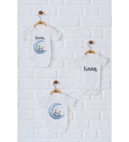 Pia Baby Premium %100 Pamuk İsme Özel Organik Baskılı Üçlü Set Çıtçıtlı Bebek Body Zıbın Modelleri 5071-18 (Ekru)