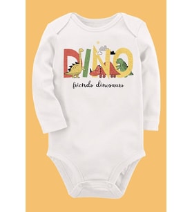 Organik Baskılı Pamuklu Unisex Bebek Body UZUNKOLE70
