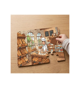 Ekmek Fırını - Mutlu Fırıncı Tasarımlı 24 Parça Ahşap Çocuk Puzzle