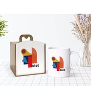 BK Gift Ahşap Kutuda Klee Style Tasarımlı Beyaz Kupa Bardak-1