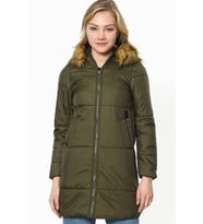 Dewberry Kadın %100 Polyester Kaban Haki Z6590 Katmanlı Kombin, Şehir ve Ofis Stili, Kazak ve Gömlek Kombini