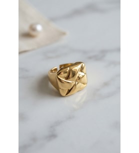 Geometrik Origami Tasarımlı Ayarlanabilir Gold Renk Yüzük - EBJ260808W46168