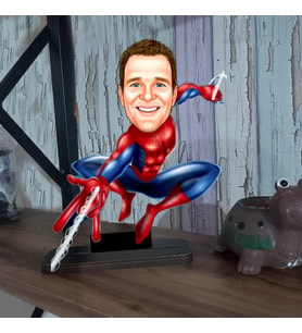 Kişiye Özel Motorlu örümcek adam Spider-Man Karikatür Ahşap Biblo