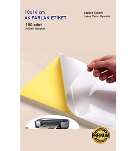 A6 Ebat 10cm X 14 Cm 100 Adet Tonerli Yazıcılara Uygun Yapışkanlı Mat Kuşe Etiket