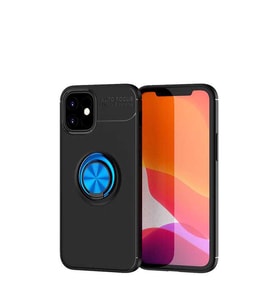 Uyumlu Model Apple iPhone 12 Mini Kılıf Yüzüklü Magnetli Ravel Case (Siyah-Mavi)