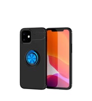 Uyumlu Model Apple iPhone 12 Mini Kılıf Yüzüklü Magnetli Ravel Case (Siyah-Mavi)