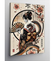 Kanvas Tablo Japon Geisha Ve Çiçekler