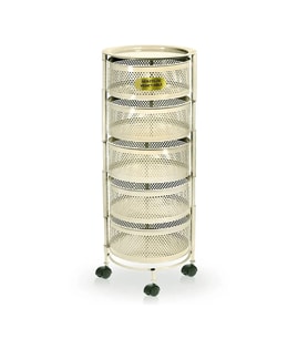 River World Tekerlekli Rengi Krem Açılabilen 5 Katlı Çok Amaçlı Metal Raf Mutfak, Balkon, Kiler