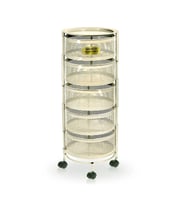 River World Tekerlekli Rengi Krem Açılabilen 5 Katlı Çok Amaçlı Metal Raf Mutfak, Balkon, Kiler