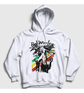 Presmono Unisex Beyaz Stage Bob Marley Kapüşonlu Sweatshirt 265787tt