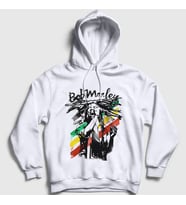 Presmono Unisex Beyaz Stage Bob Marley Kapüşonlu Sweatshirt 265787tt