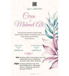 Nikah Düğün Nişan Kına Davetiyesi Beyaz Zarflı 5040 Kodlu