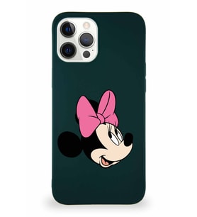 Apple iPhone 12 Pro Max Soft Premier Kapak Minnie Mouse-A Tasarımlı Silikon Kılıf - Yeşil (Şeffaf)